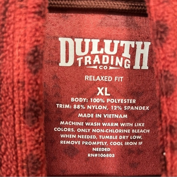 Duluth Trading Co Men's Red Quarter Zip Fleece Jacket Front Pocket SIZE XL - Picture 4 of 5
